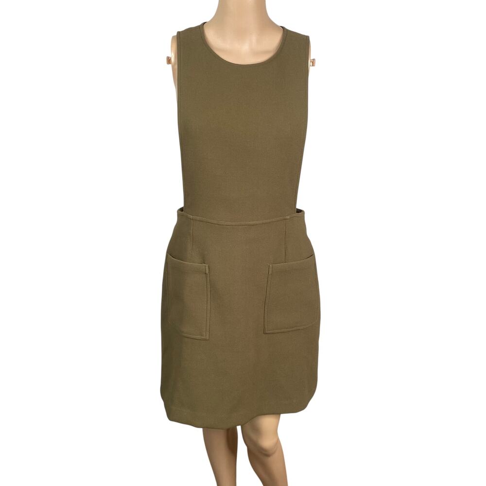Frank and Oak Apron Pinafore Dress M Heavy Rayon Blend A-Line Pocket Academia